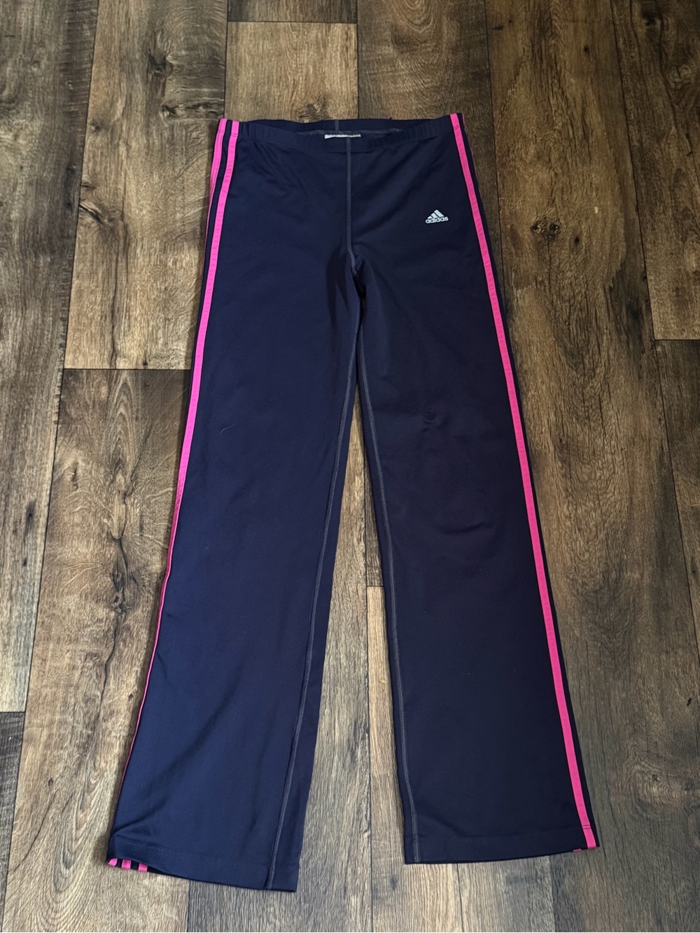 adidas Navy Track Pants with Pink Side Stripes